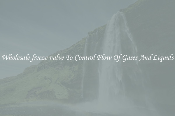 Wholesale freeze valve To Control Flow Of Gases And Liquids