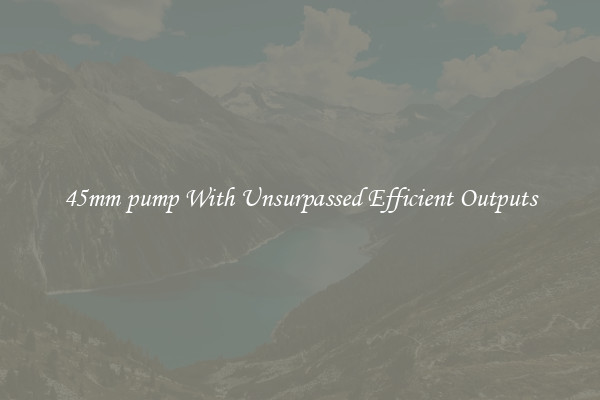 45mm pump With Unsurpassed Efficient Outputs