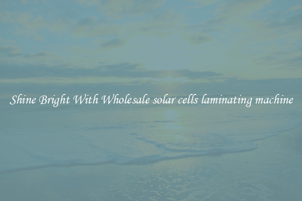 Shine Bright With Wholesale solar cells laminating machine